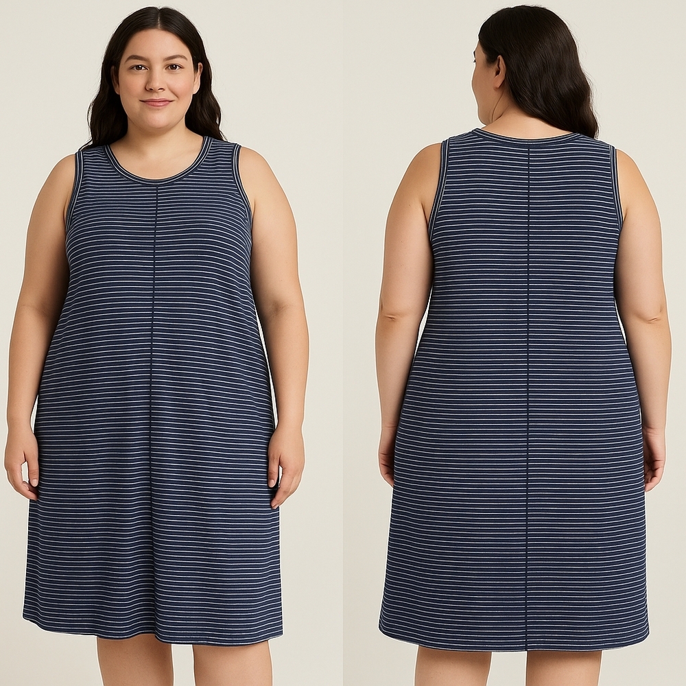 Caslon Women's Size XL A-Line Striped Tank Dress Sporty Casual Comfort